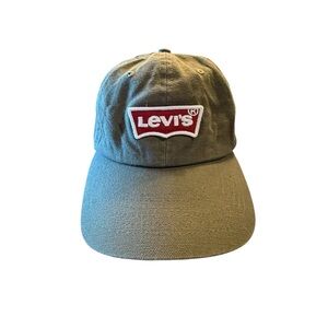 Vintage Style Levi's Olive Green Cap/Hat with Red Batwing Logo Adjustable
